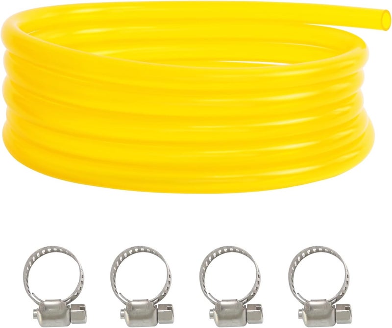 steauty 13 Feet Long Fuel Line Gas Tube Fuel Transfer Hose (ID 12.5mm * OD 17.5mm) with Hose Clamps, High Transparency, Corrosion Resistance PVC Material for Automotive Fuel Systems Engines - Image 1